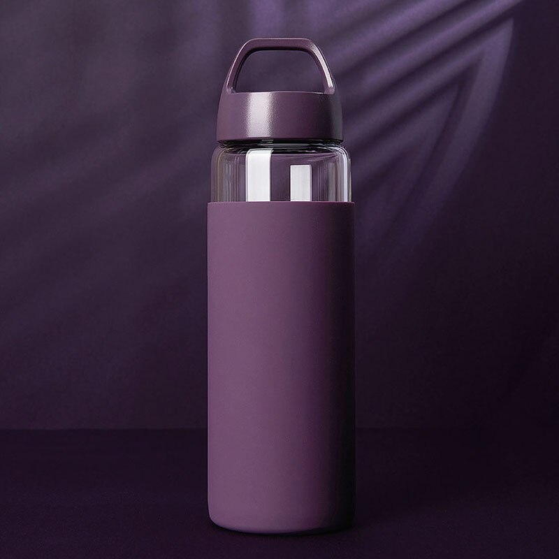 Mufor verre 480mL verre Transparent tasse bouteille d'eau chaude voyage tasse anti-déflagrant voyage verre tasse: Purple