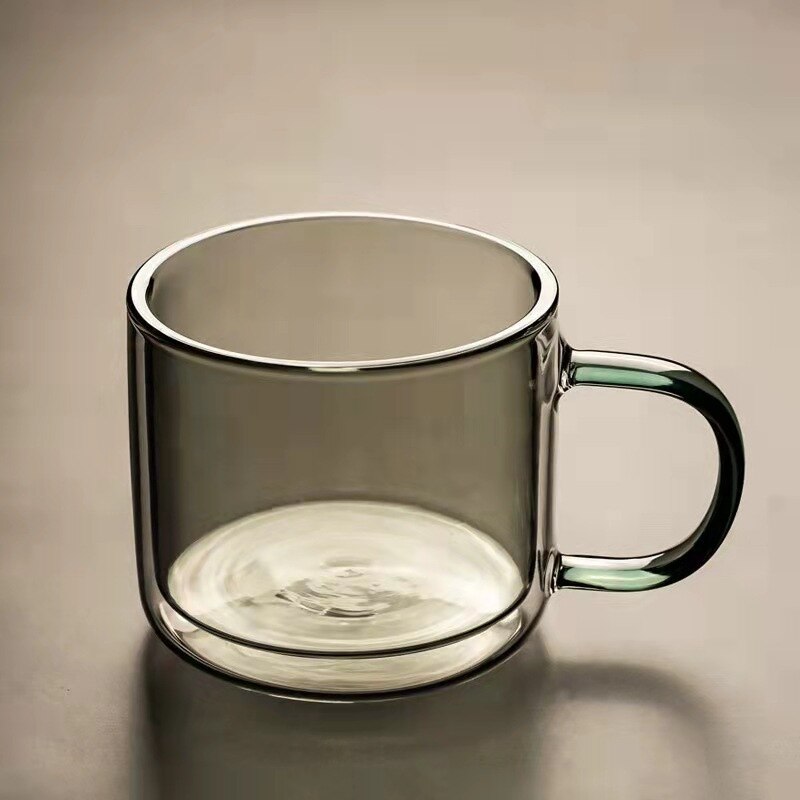 250ML tazza di vetro a doppia parete tazze di caffè ad alto borosilicato tè resistente al calore latte succo di limone tazza di acqua Bar bicchieri: Grigio chiaro