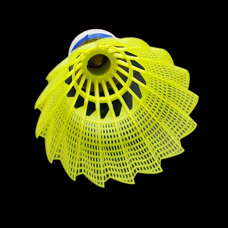 12 st/set gul nylon fjäderboll bord fiber bollhuvud fullt runt ull stil plast badminton utomhus träning starkt liv