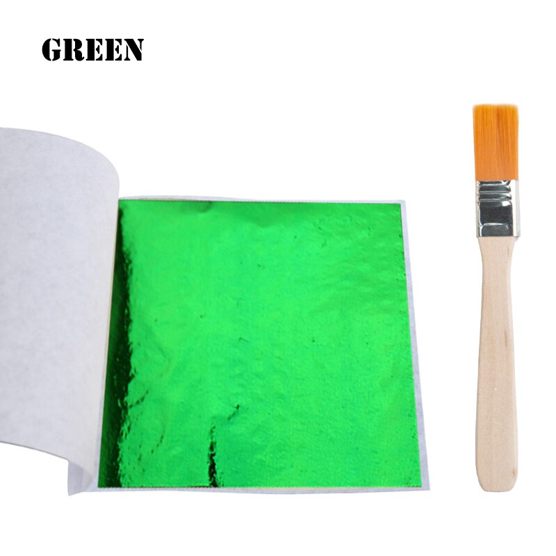 Aomily 8x8.5cm 10 Sheets Practical K Pure Shiny Gold Leaf for Gilding Funiture Lines Wall Crafts Handicrafts Gilding Decoration: green