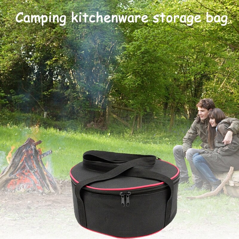 Outdoor Tableware Storage Bag Oxford Cloth Dinnerware Storage Bag for Backpacking BBQ Camping Hiking Travel Anti-scratch