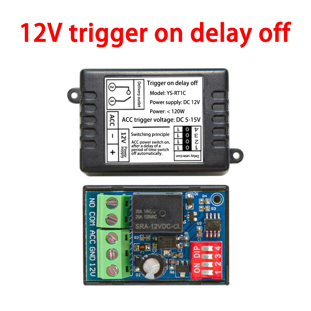 12V Timer Relay On-Off Automotive Digital Delay Relay Electric Delay Timer Switch Cycle Time Delay Module With Casing: Bundle2