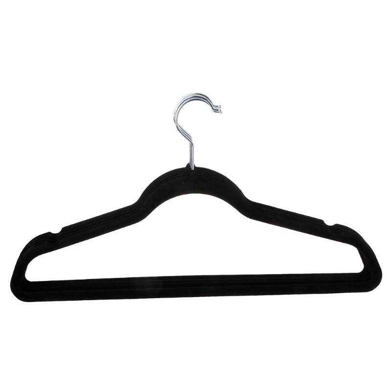 5 X Zwart Volwassen Non-Slip Hangers Stroomden Fluwelen Kleding Jas Broek Garderobe