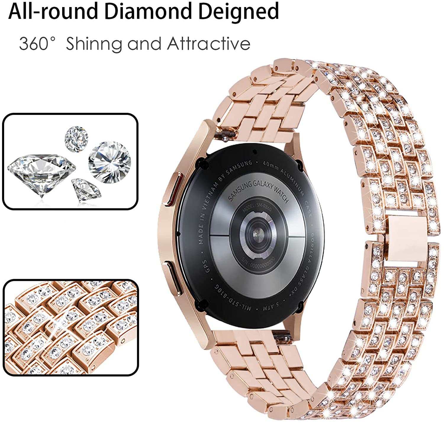 Diamanten band voor Huawei Watch GT 4 41 mm riem voor Mibro T1/GS band Garmin Venu 3S/2S Vivoactive 4S armband 18 mm metalen band