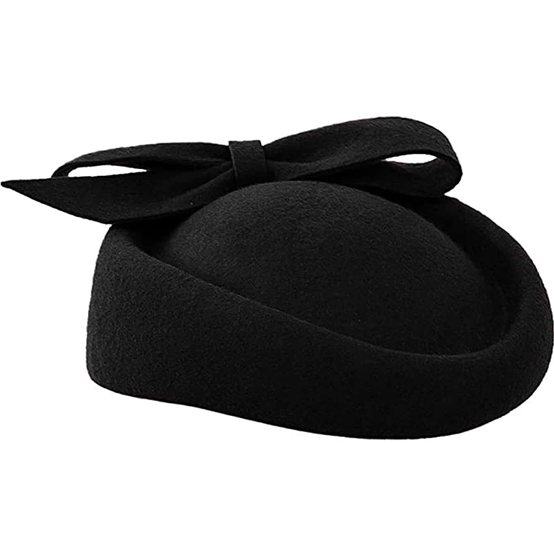 Dame kirke fascinators hatte sort vintage uld bryllup pilleæske teselskabshat fedora filt fedora rød til damer derbyhat
