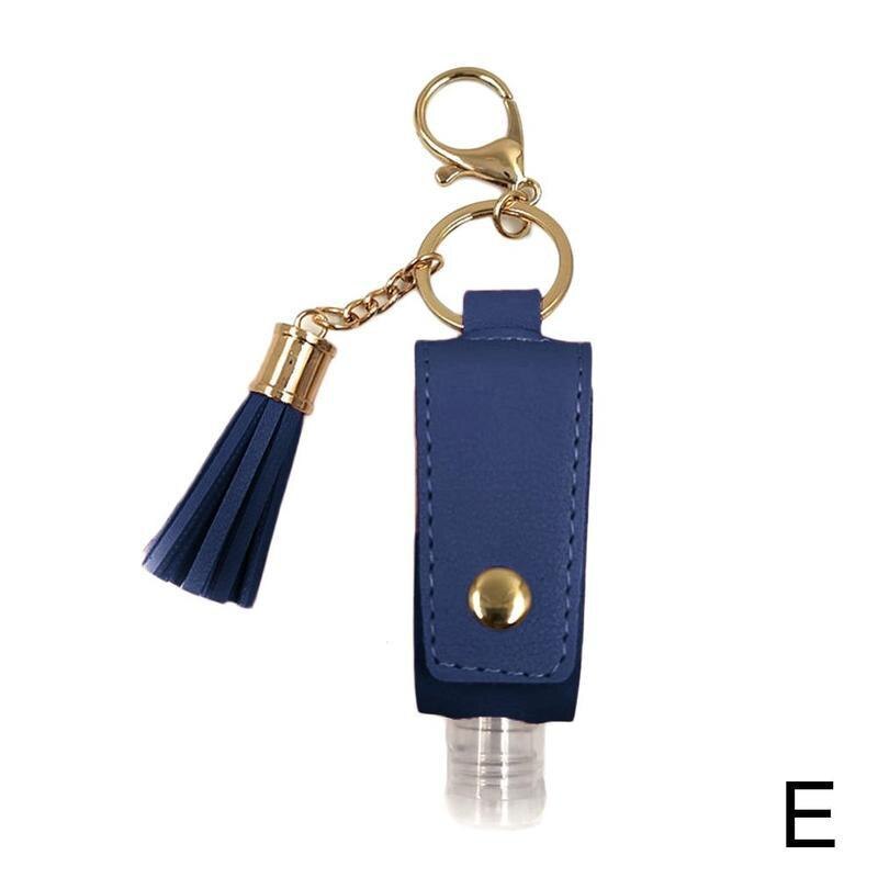 30ml Hand Sanitizer Bottle Mini Disinfectant Hands Portable Hydroalcoholic Gel Bottle Hand Sanitizer Leather Case Keychain: Dark blue