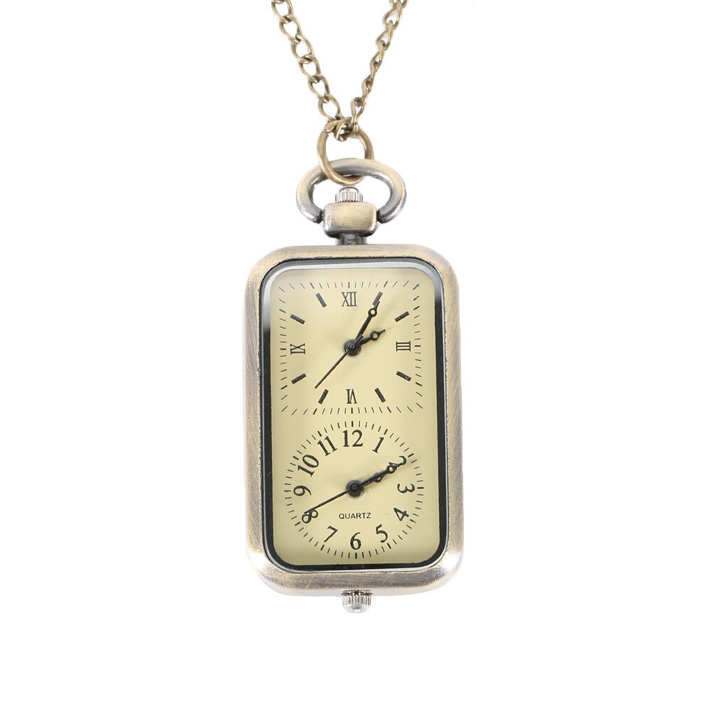 Vintage quartz steampunk zakhorloge met dubbele tijdzone beweging, kettingklok xrq 88