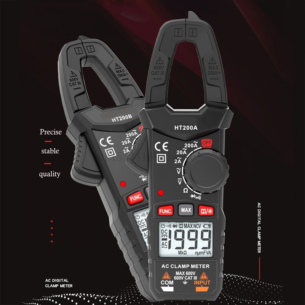 2000Counts Digital Clamp Meter Current Voltage Ampere DC AC Resistance NCV Ohm Tester 0-600V Ammeter Multimeter