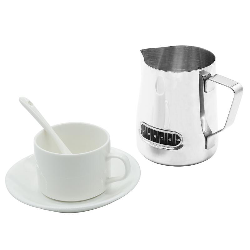 Stainless Steel Milk Frothing Jug Espresso Latte Coffee Cup Foam Container UK