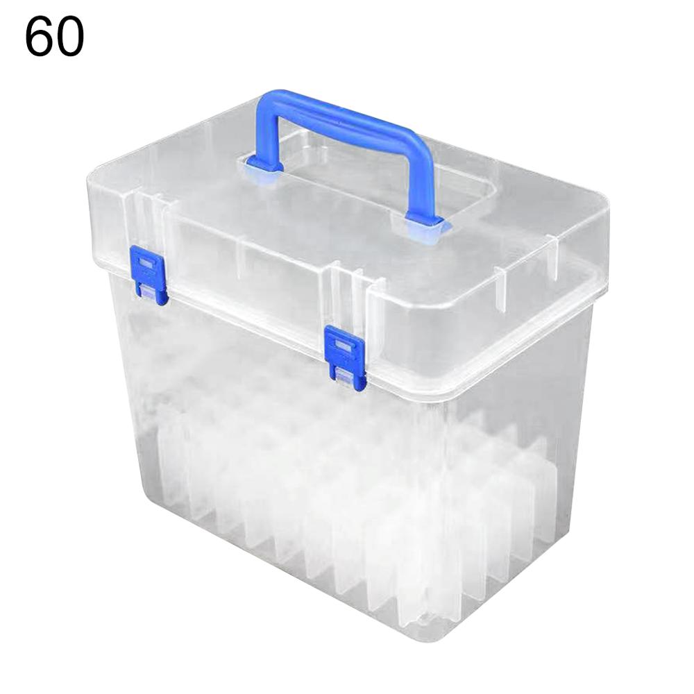 Transparent Marker Pens Storage Box Container Art Craft Tray Office Desk Organizor Home School Students Study Supply: 60