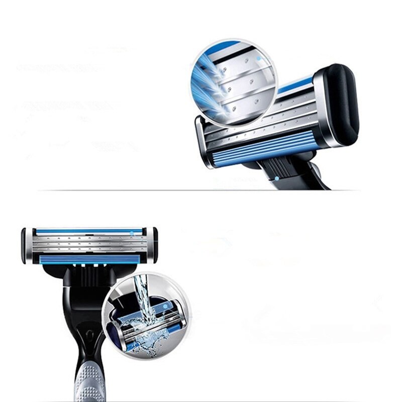 20 stuks roestvrijstalen anti-slip scheerapparaat voor mannen, 3 lagen, schoonheid, veiligheid, scheerapparaat voor mannen, scheermesjes, vervangende kop