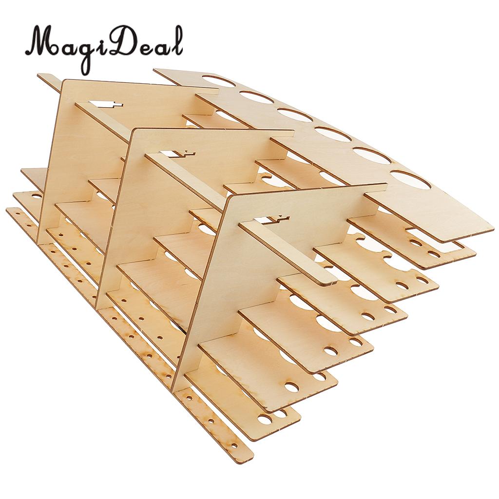 MagiDeal Wooden Paint Bottles Rack Modular Organizer Paint Storage Holder #3 for Studio Storing Paints Brushes Modeling Tools