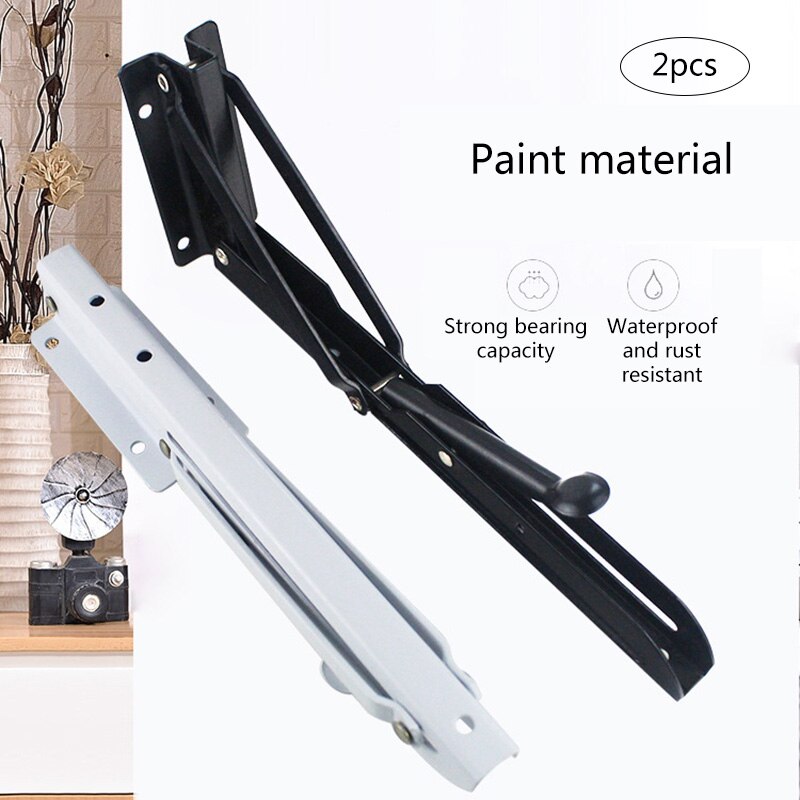 2 Pcs Folding Shelf Bracket Wall Mount 8 Inch Table Hinge Stainless Steel Spring Loaded Supports LB88