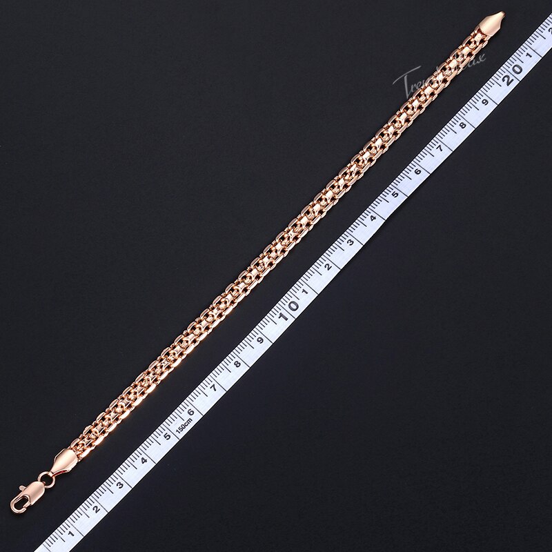 Pulsera de eslabones Bismark trenzados para hombre y mujer, brazalete de 4,5mm, Color oro rosa 585, 18-23cm, GB422
