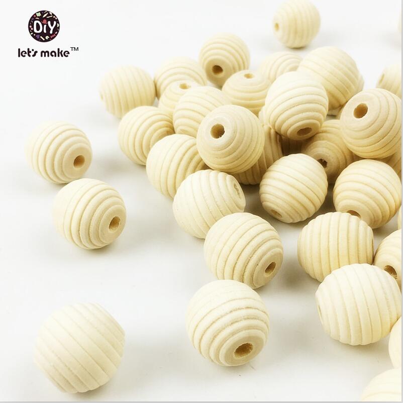 Laten we 100 Pcs 18mm Ronde Bijenkorf Houten Kralen Diy Tandjes Ketting Houten Bijtring Food Grade Houten Bijtring baby Bijtring: type 1