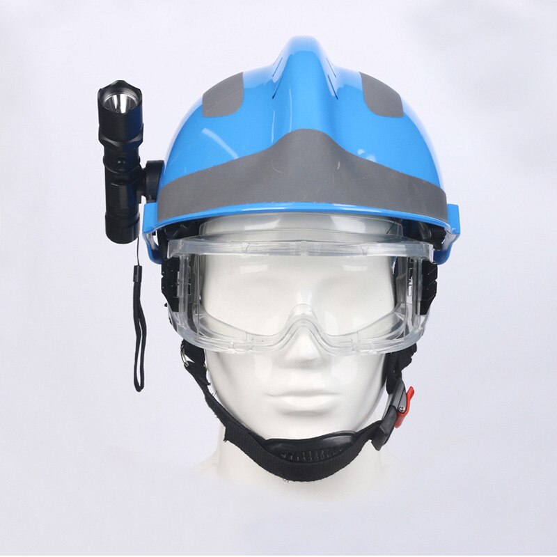 Sikkerhedsredningshjelm brandmand beskyttelsesbriller sikkerhedshjelme arbejdsplads brandbeskyttelse hård hat med forlygte og beskyttelsesbriller: Blå