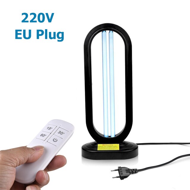 185nm 50w ultraviolet uvc lamp desinfectie bacteriedodende kwartslampen ozon huishoudelijke uv-lamp sterilisator ontsmettingsmiddel voor thuis kamer: Zwarte 220v eu stekker