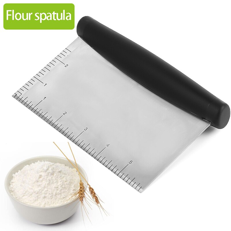 Espátula de harina 430, máquina de amasar de acero inoxidable, espátula de harina negra para cortar masa de cocina
