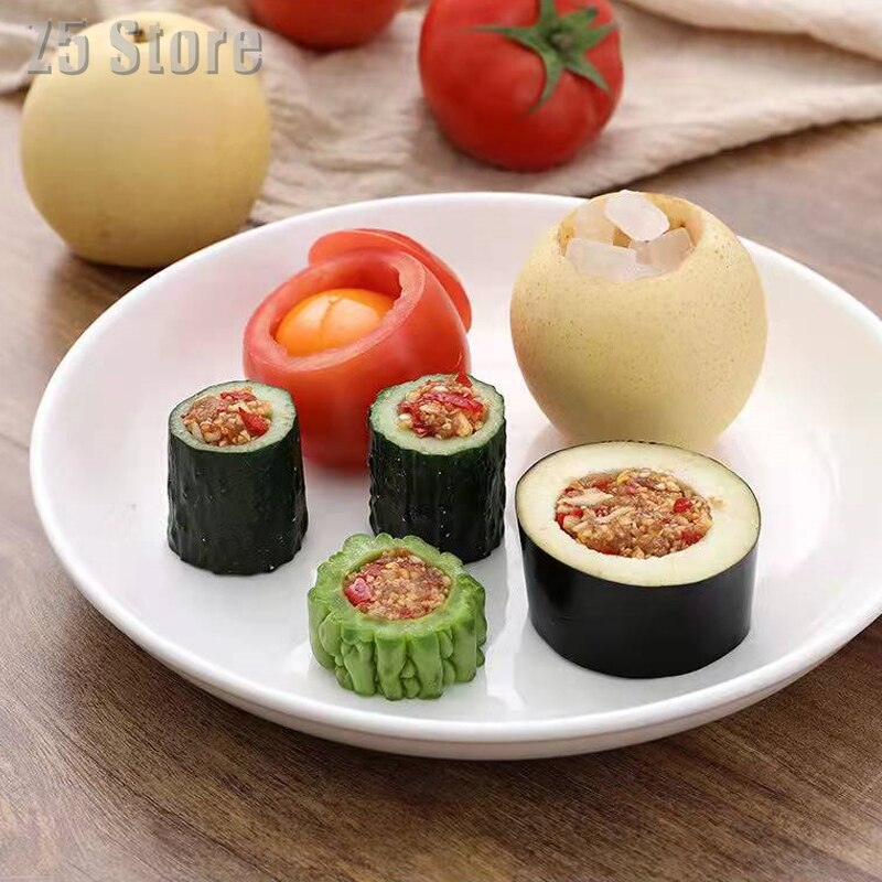 4PCS Vegetable Spiral Cutter Spiralizer Meat Filling Tool Plastic Tomato Eggplant Cutter Kitchen Tool