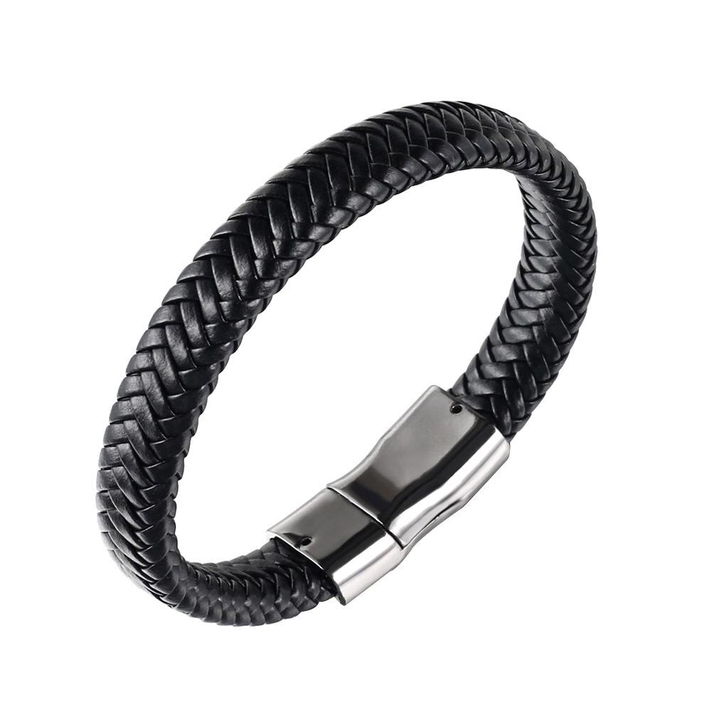 Jahrgang herrenarmband aus gewebtem kunstleder, armreif, partyschmuck: Schwarz