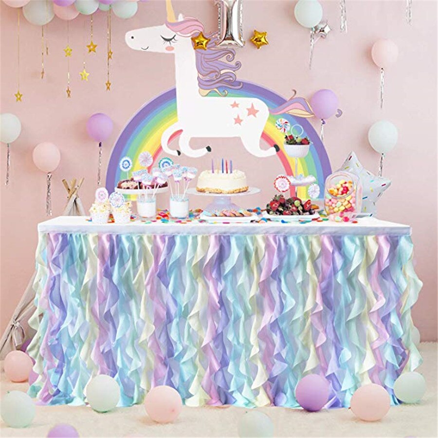 Table Skirt Tulle Table Skirt for Wedding Decoration Baby Shower Birthday Banquet Party Wedding Table Skirting 180x77cm