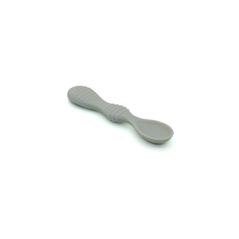 Double Head Feeding Handle Silicone Spoon For Baby Utensils Eat Soild Food Kids Training Manipulative Ability Children Tableware: gray