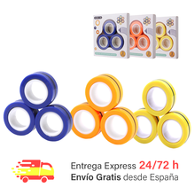 Juguetes de Anillos Magnéticos (6 Unidades). Aros Giratorios con Imán para Aliviar el Estrés, TDAH. Apto para Niños y Adultos.