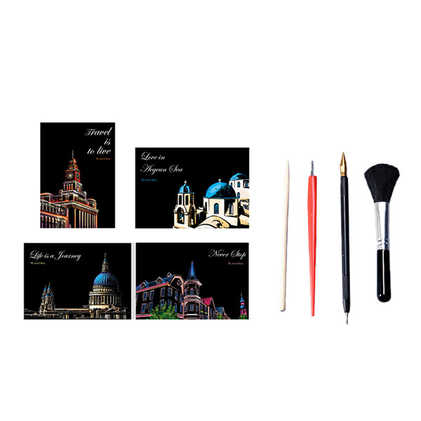 DIY Scratch Paper Combo Art Set 18 Rainbow Girls Flower Painting Scratch Cards & Scratch Drawing Pen Paint Set