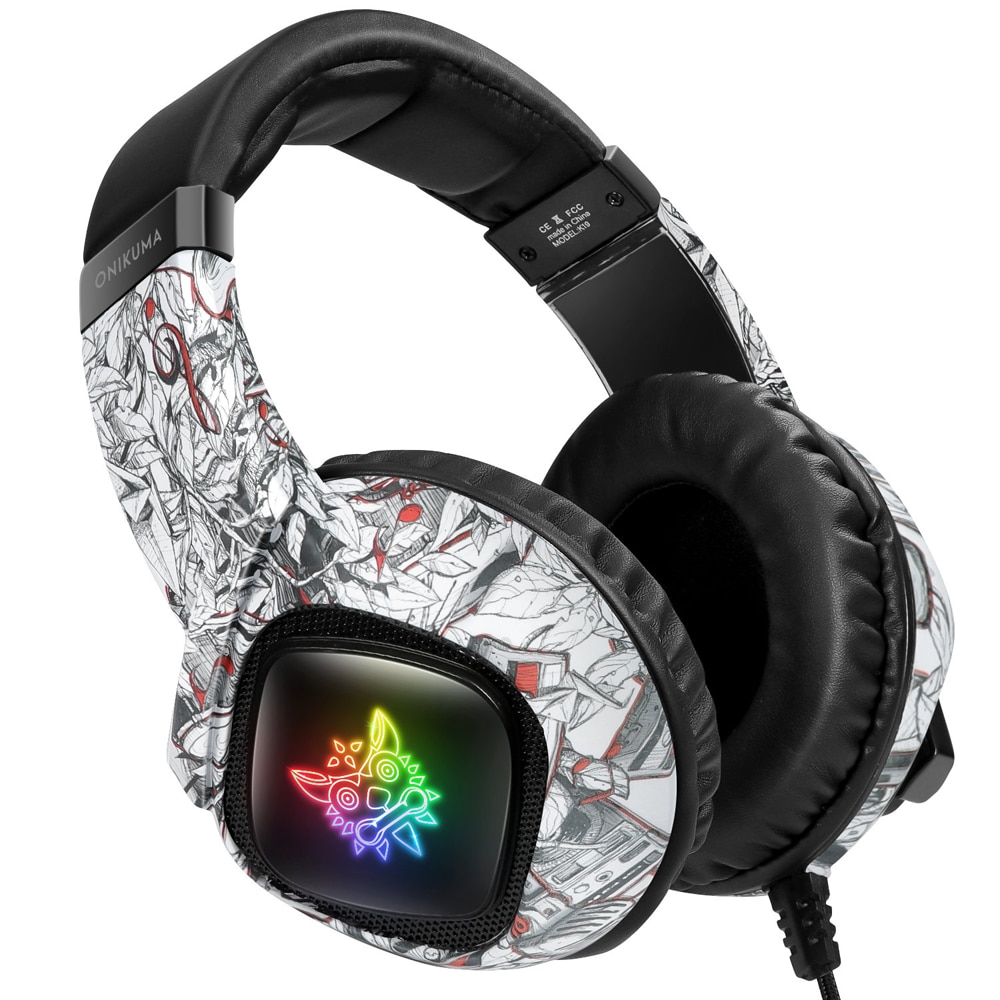 ONIKUMA K19 3.5mm Wired Gaming Headset with Mic casque Camo PC Stereo Headphones LED Light for Xbox One/Laptop Tablet/Phone