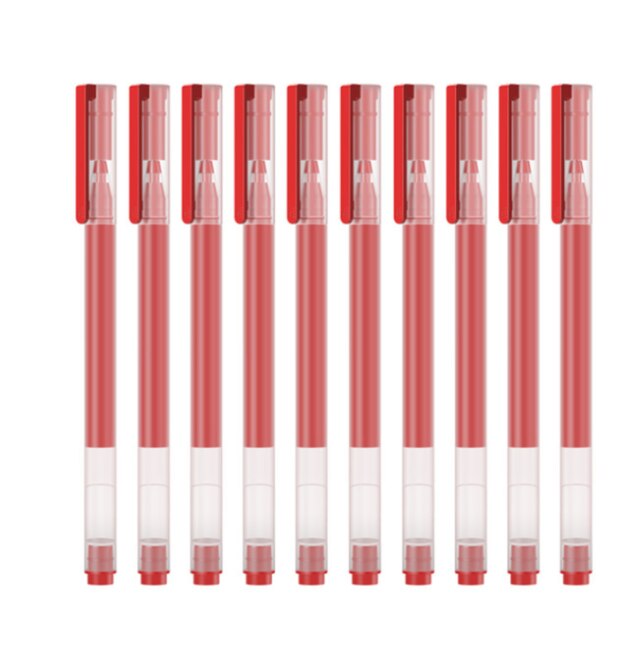 Xiaomi Mijia – stylo à pointe Super Durable, 0.5mm, stylo MI pour signature de bureau/école, lisse, suisse, noir, rouge, recharge: Red 10 pcs