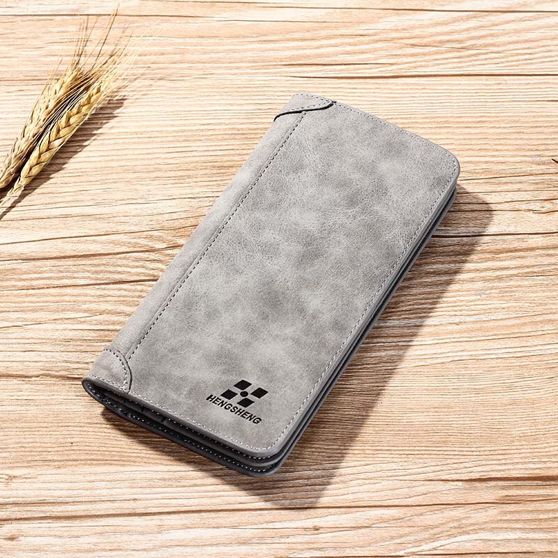 Men Vintage Wallets Luxury Brand Long Men Purses Male Clutch PU Leather Wallet Man Business Style Cards holders Male Coin purs: gray