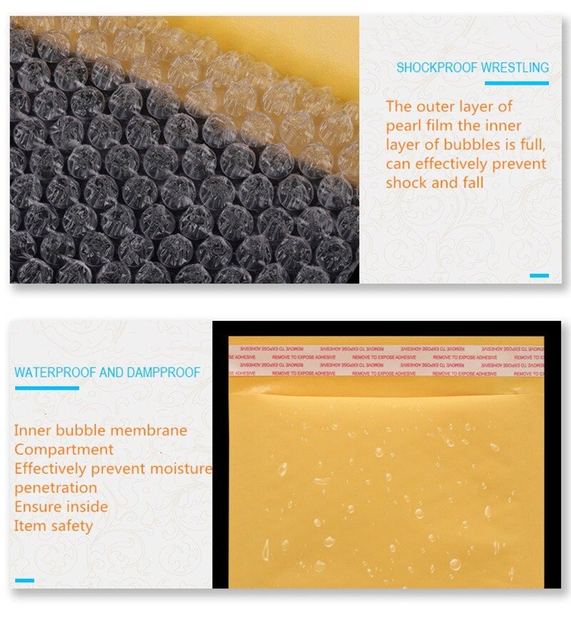 50 PCS/Lot Kraft Paper Bubble Envelopes Bags Padded Mailers Envelope With Bubble Mailing Bag