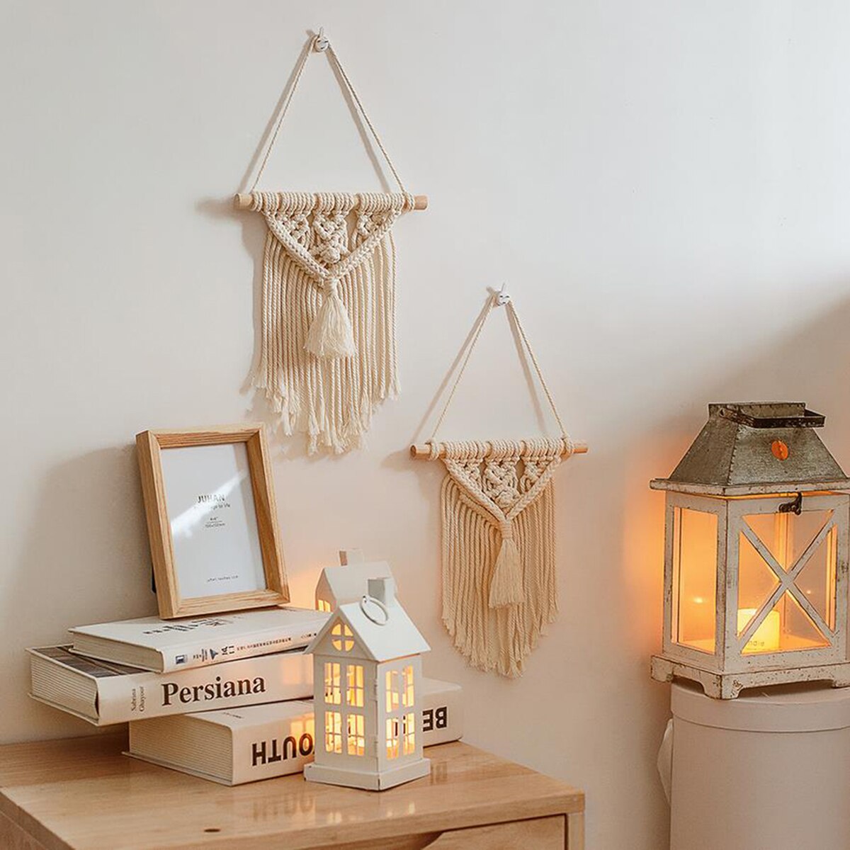 Bohemia Macrame Wall Hanging Hand Woven Boho Decor Wall Tapestry for Bedroom Living Room Crochet Rope Backdrop Mandala Pendant