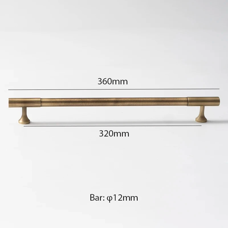 Manija y perilla de gabinete de bronce antiguo, perillas de cajón de latón macizo lineal, barra retro, herrajes para muebles de armario de cocina y dormitorio: Gris claro