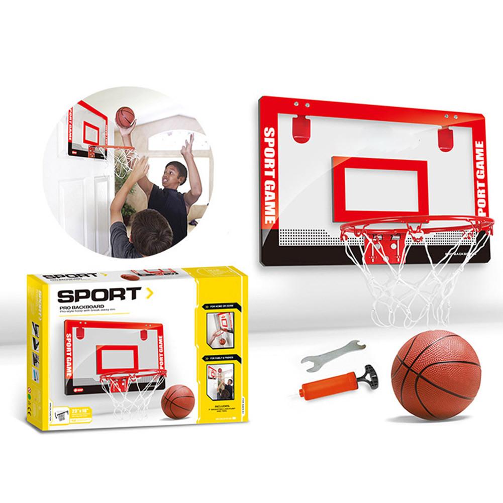 Mini Basketball Hoop Set With Transparent Hanging Door Backboard Adults Indoor Sports Equipment For Basements Bedrooms Offices: Red