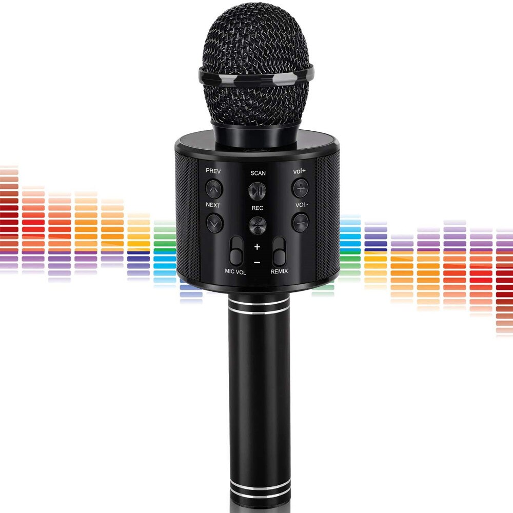 wireless bluetooth USB microphone condenser karaoke mic stand radio mikrofon studio recording studio Child's: Black