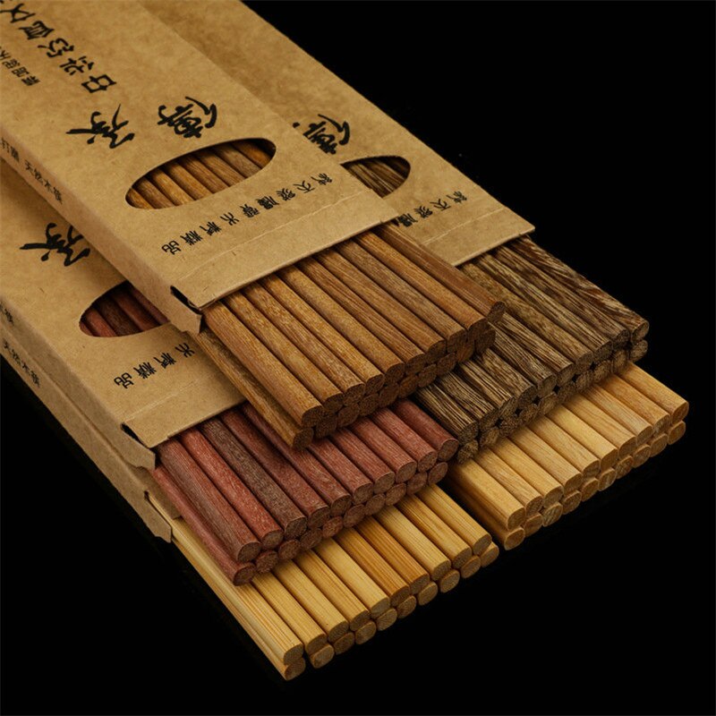 10 Pairs Chopstick Reusable wooden bamboo Chinese Japanese Chop Stick