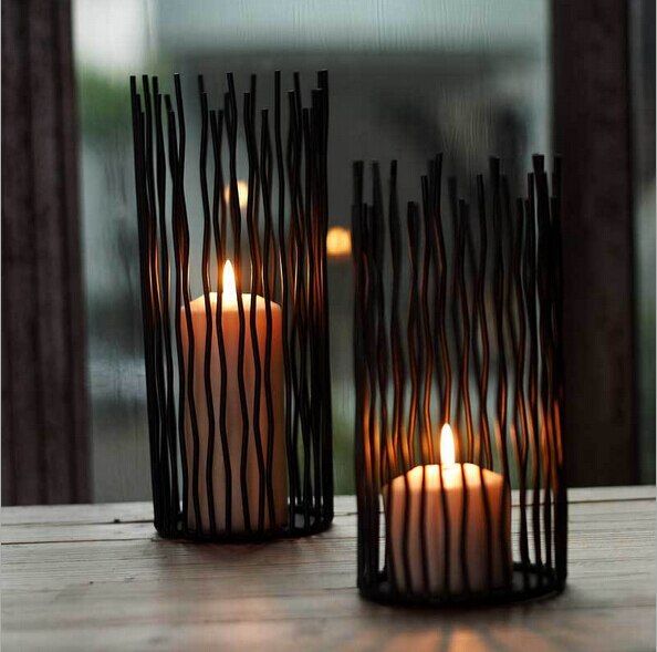 Gentel Times Iron Stand Black Candle Holder Candlestick Romantic Wedding Decoration Dinner Candelabrum Candelabra