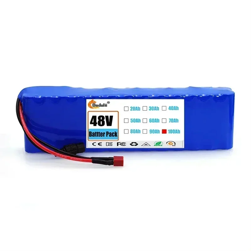 13s 2p 48v batteri 100000 100ah 500w med 250w 350w 750w 1000w 54.6v lader
