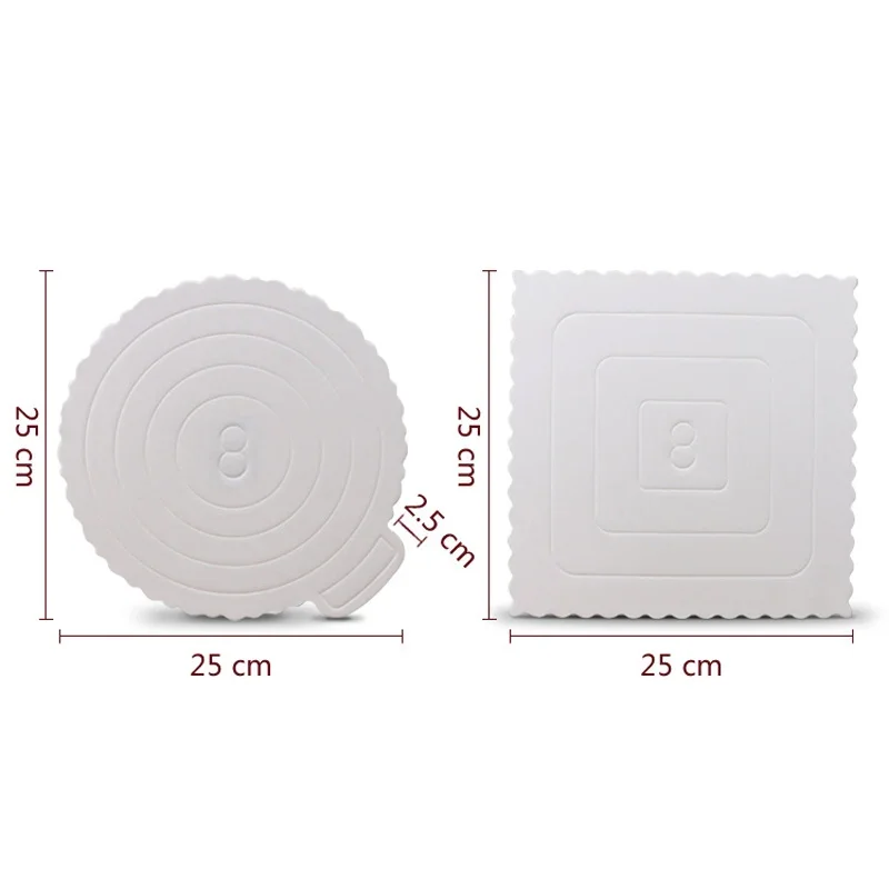 Bandeja cuadrada de 8 pulgadas y 5 piezas para exhibición de tartas, Base redonda blanca para postres y pasteles, almohadilla de papel duro para hornear, herramientas de decoración de tartas de: Carta