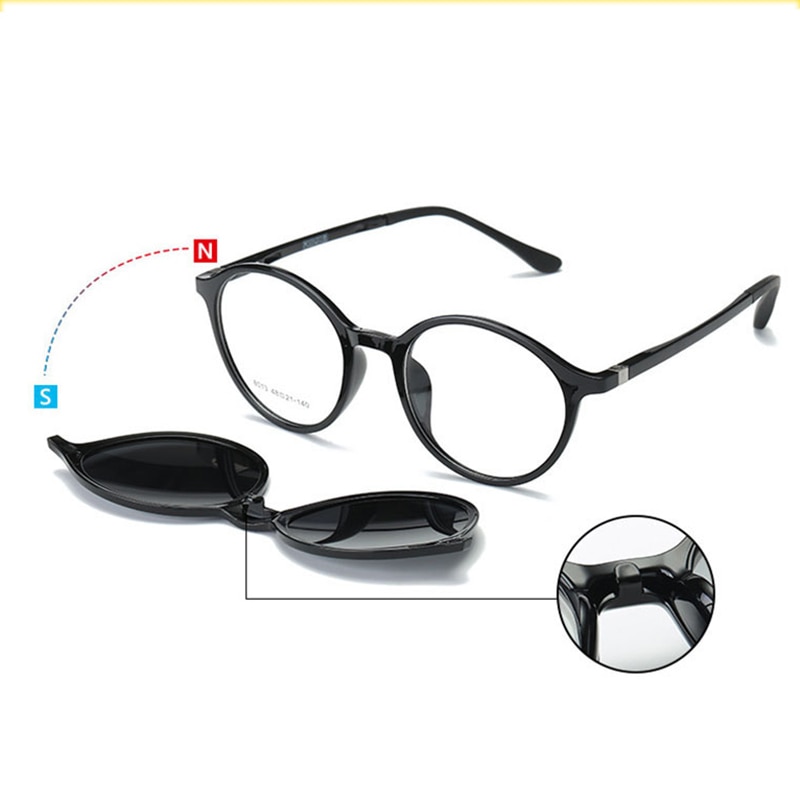 Gafas con montura redonda gruesa Vintage para hombre y mujer gafas con Clip magnético TR90 gafas graduadas ópticas marcos para gafas