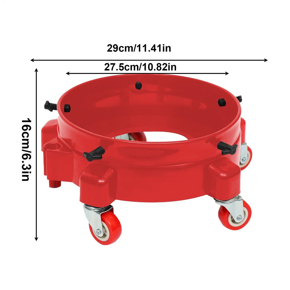 Rolling Bucket Dolly Car Wash Bucket Roller Bucket Cart 360 Swivel Bucket Storage Tray With Wheels For Car Wash Tools Accessory: Red