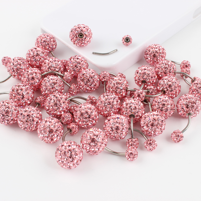 Piercing ombligo aro 6/12mm bola 16G no alérgico Acero inoxidable aurora blanco rosa superior ombligo bar joyería corporal