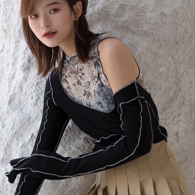 été 2 Pièces Ensembles Hauts Sexy Egirl Streetwear T-shirt Femmes Harajuku Grunge Rétro Soirée Mince de Barre de Club T-shirts Tenues Dames