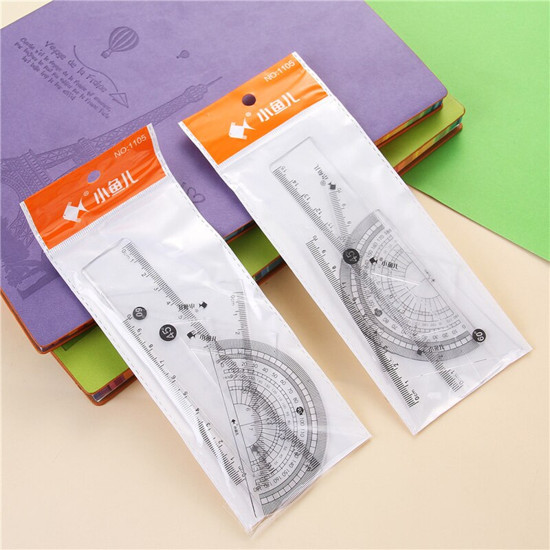4 Pcs/Set Clear Ruler Student Drawing Tools Math Geometry Measuring Tools Soft Bendable Plastic ruler Set Stationery For School