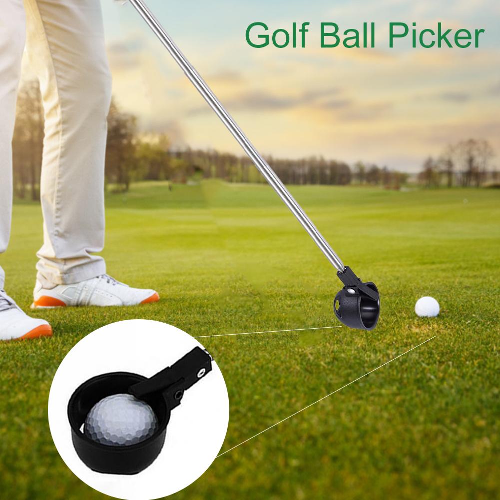 Golf Ball Picker With Automatic Locking Spoon Cup Golf Ball Picker Stainless Steel Retractable Ball Retriever Sucker Tool