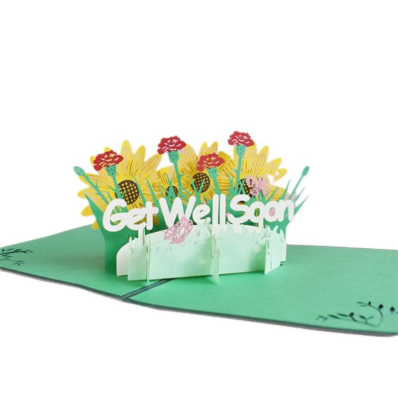 3d beterschapskaart pop-up bloemen wenskaart medeleven moederdag bruiloft 667b: 1