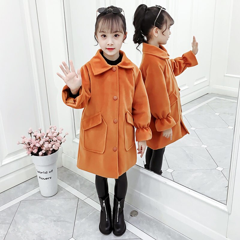 Jacke Für Mädchen Reine Farbe Mädchen Lange Jacke Warme Jacke Für Kinder Winter Teens Kleidung Für Mädchen 4 5 7 9 11 13 jahre Oberbekleidung
