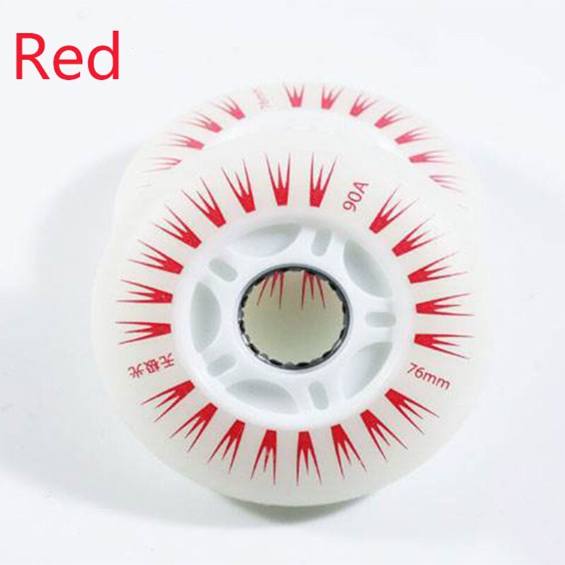 8 stk/sett aurora flash rulleskøyter lysende hjul for inline skate trening pu brems flatt blomsterhjul lysende 72mm 76mm 80mm: 8 stk rød 76mm