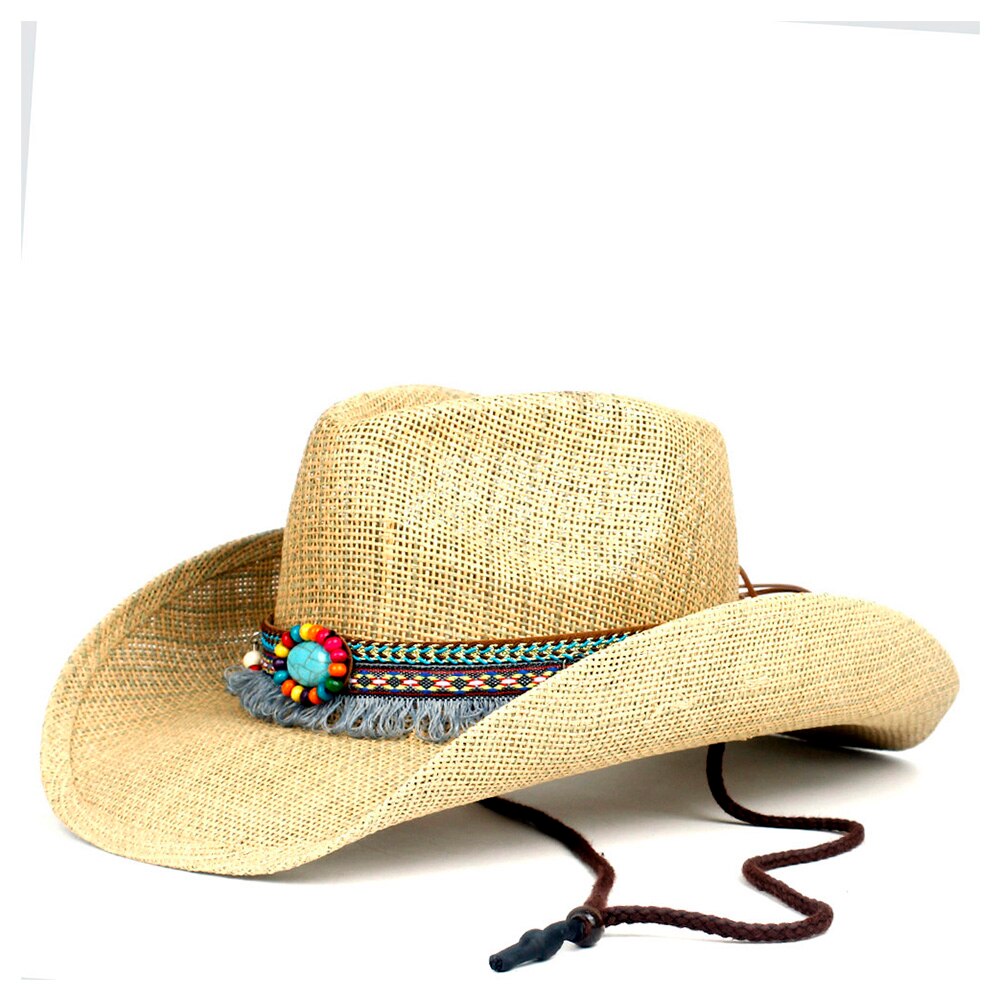 Western Cowboy Hat100% Straw Men Women Cowgirl Summer Hats For Lady Sun Hat Sombrero Hombre Beach Cowgirl Jazz: C1